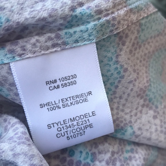 EQUIPMENTS 100% Silk Purple Blue Animal Snakeskin Blouse - Picture 7 of 10